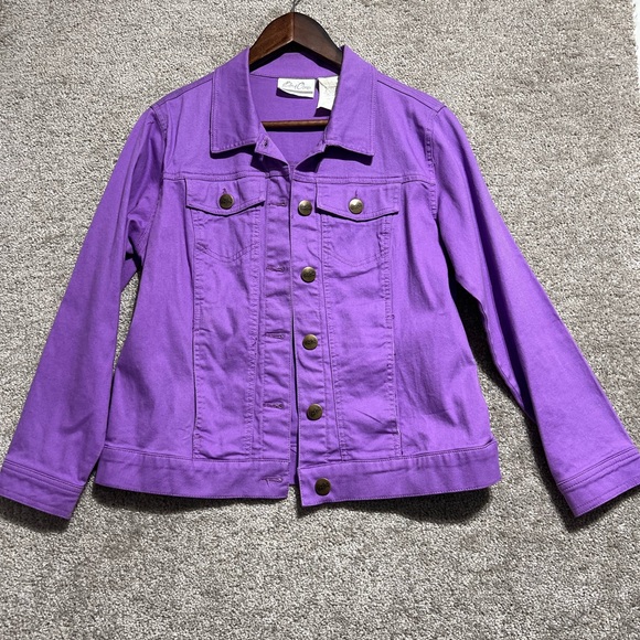 Bend Over Woman’s Purple Button Down Jacket Cotton Size 6 Petite - Picture 1 of 10